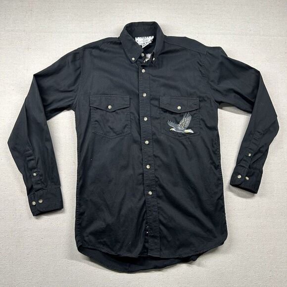 Crazy Cow Boy Shirt Mens M Western Eagle Native American Pearl Snap‎ Embroidery - Picture 1 of 13